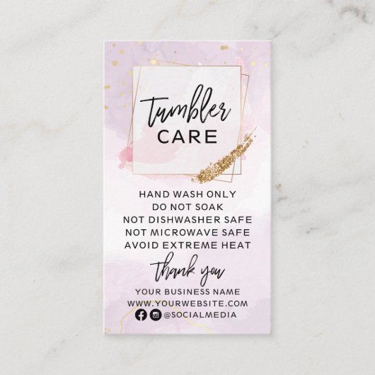 Paarse en Gold Tumbler Care Visitekaartje (Voorkant)
