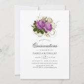 Paarse en goud Chic Quinceañera Kaart (Voorkant)