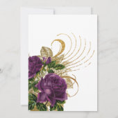 Paarse en goud Floral Monogram Weddenschap Kaart (Achterkant)