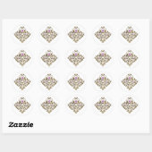 Paarse en goud  Floral Ronde Sticker (Vel)