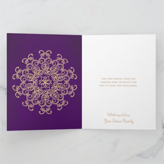 PAARSE EN GOUD INDIAAS VERJAARDAGSKAART KAART (Binnen)