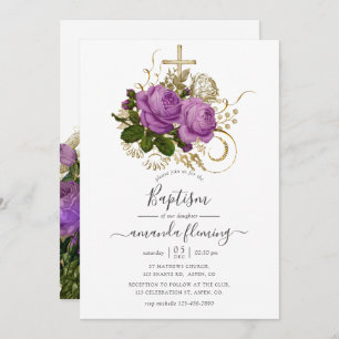 Paarse en goud Latijnse platte bloemen Kaart