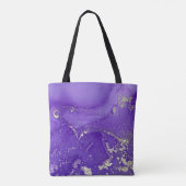 Paarse en goudalcoholinkt Abstracte vloeibare kuns Tote Bag (Achterkant)