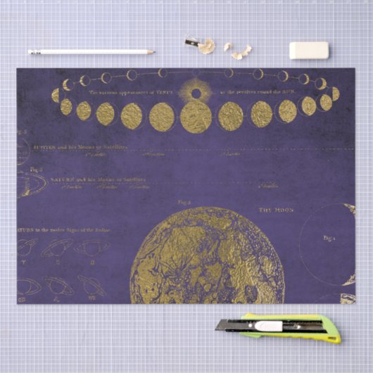 Paarse en goudAntiek kaart Tissuepapier (Craft)