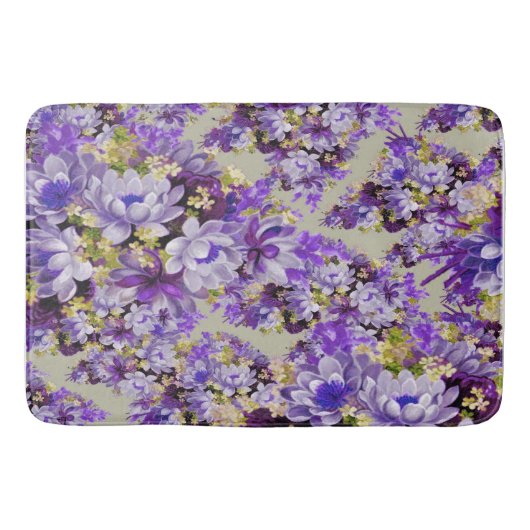 Paarse en goudbloemen badmat (Voorkant)