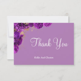 Paarse en goudbloemen Dank je kaarten