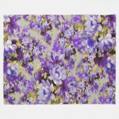 Paarse en goudbloemen fleece deken (Voorkant (Horizontaal))
