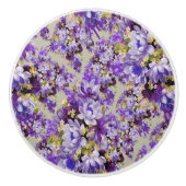 Paarse en goudbloemen keramische knop (Voorkant)