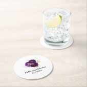 Paarse en goudbloemen ronde kartonnen onderzetter (Insitu)