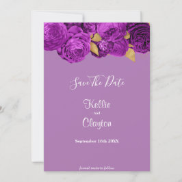 Paarse en goudbloemen sparen de datum save the date
