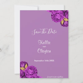 Paarse en goudbloemen sparen de datum save the date