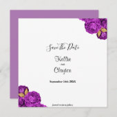 Paarse en goudbloemen sparen de datum save the date (Voorkant / Achterkant)