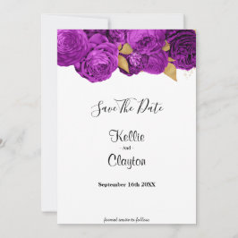 Paarse en goudbloemen sparen de datum save the date