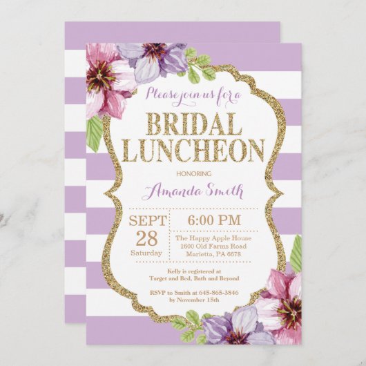 Paarse en goudbridale nodal nobelse uitnodiging (Voorkant / Achterkant)