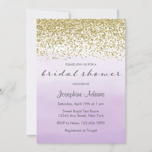 Paarse en goudbridshow voor pasta's kaart (Voorkant)