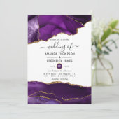 Paarse en goudbruiddweddenschappen kaart (Staand voorkant)