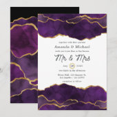 Paarse en goudbruiddweddenschappen kaart (Voorkant / Achterkant)