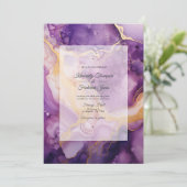 Paarse en goudbruiddweddenschappen kaart (Staand voorkant)