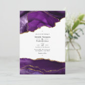 Paarse en goudbruiddweddenschappen kaart (Staand voorkant)