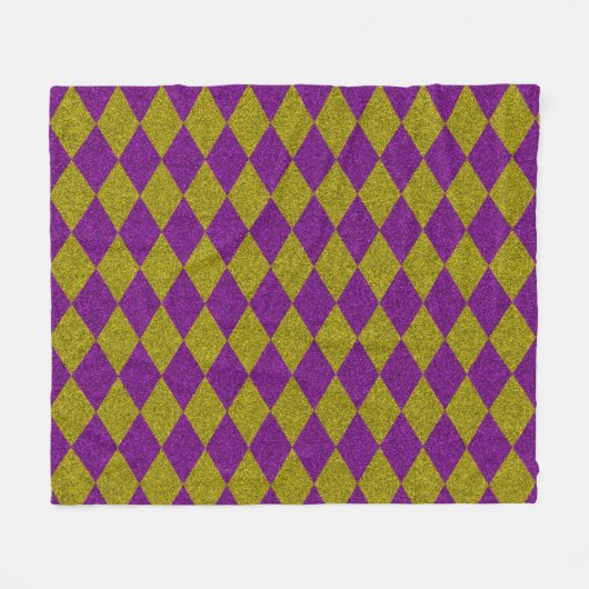 Paarse en gouddiamantglitter fleece deken (Voorkant (Horizontaal))