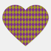 Paarse en gouddiamantglitter hart sticker (Voorkant)
