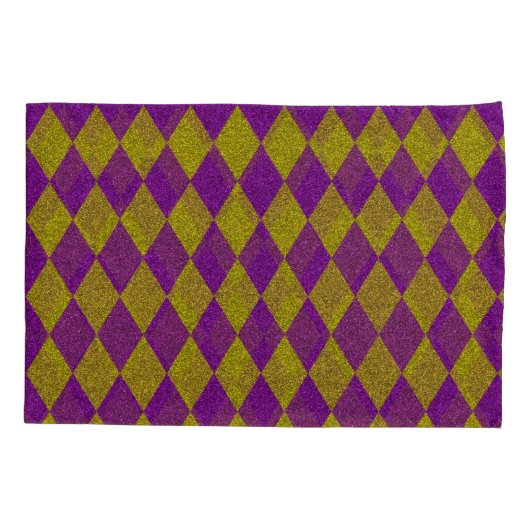 Paarse en gouddiamantglitter kussensloop (Achterkant-Links)