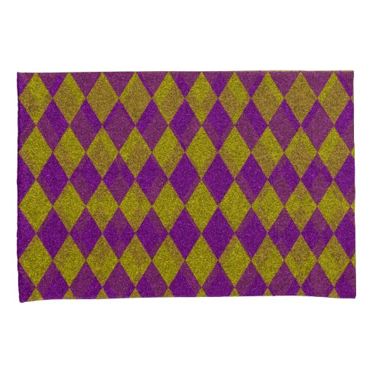 Paarse en gouddiamantglitter kussensloop (Voorkant-Rechts)