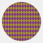 Paarse en gouddiamantglitter ronde sticker (Voorkant)