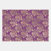 PAARSE EN GOUDE PATRONEN EN STROMEN INPAKPAPIER VEL (Voorkant 3)