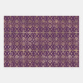 PAARSE EN GOUDE PATRONEN EN STROMEN INPAKPAPIER VEL (Voorkant 2)