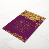 Paarse en goudelegante  bruiloft folie uitnodiging (Gedraaid)