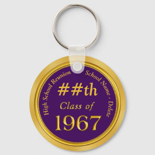 Paarse en gouden, 1967 High School Reunion Gifts Sleutelhanger