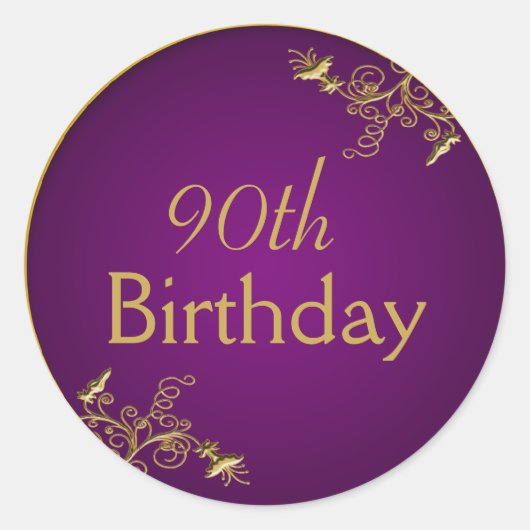 Paarse en gouden 1,5" Diameter Sticker (Voorkant)