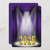 Paarse en gouden 2025 Afstuderen in de schijnwerpe Kaart (Voorkant / Achterkant)