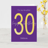 Paarse en gouden 30e verjaardag Kaart (Gele Bloem)
