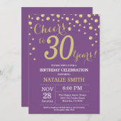 Paarse en gouden 30ste verjaardag diamant kaart (Voorkant / Achterkant)
