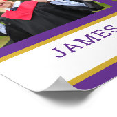 Paarse en gouden 3 fotocollage Congrats Afstudeerd Poster (Hoek)