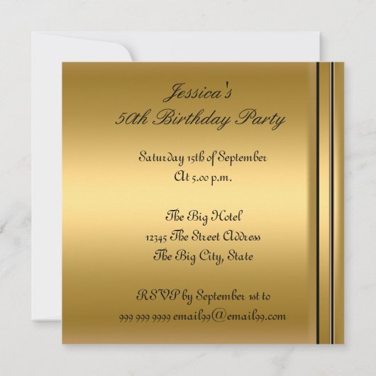 Paarse en gouden 50e verjaardag kaart (Achterkant)