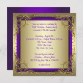 Paarse en gouden 50ste bruiloft Jubileum Kaart (Voorkant / Achterkant)