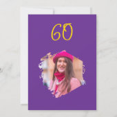 Paarse en gouden 60e verjaardag Eenvoudige Doodle Kaart (Achterkant)