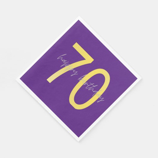 Paarse en gouden 70e Verjaardags Papier Servet (Hoek)