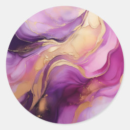Paarse en gouden Abstract Ronde Sticker