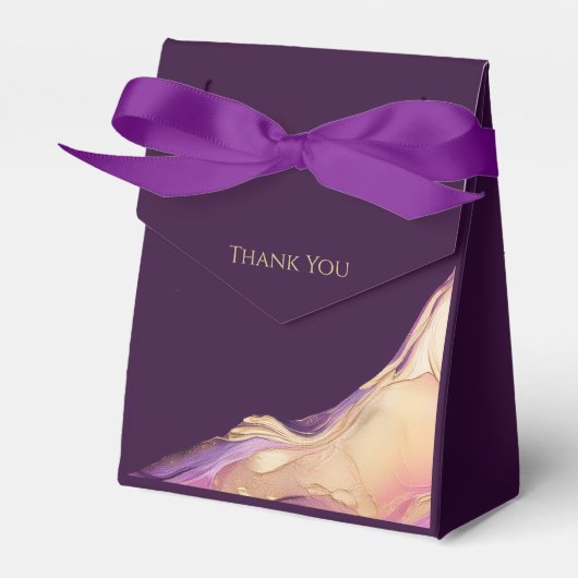 Paarse en gouden Abstracte bruiloft Bedankdoosjes (Voorkant Zijde)