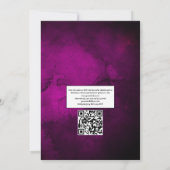 Paarse en gouden Abstracte Floral QR Code Weddensc Kaart (Achterkant)