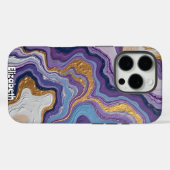 Paarse en gouden Abstracte kunst Case-Mate iPhone Case (Achterkant (horizontaal))