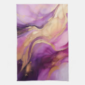 Paarse en gouden Abstracte luxe Theedoek (Verticaal)