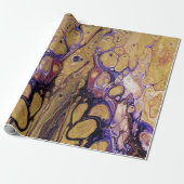 Paarse en gouden abstracte verf cadeaupapier (Uitgerold)