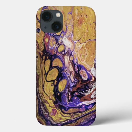 Paarse en gouden abstracte verf Case-Mate iPhone case (Achterkant)