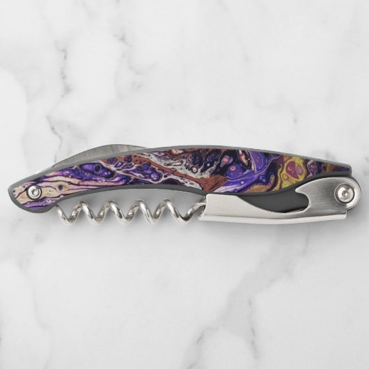 Paarse en gouden abstracte verf kurkentrekker (Achterkant)