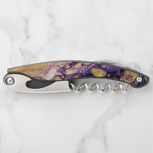 Paarse en gouden abstracte verf kurkentrekker (Voorkant)